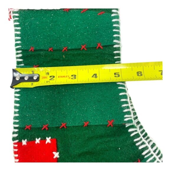 Vintage Felt Christmas Stocking Red Green 18" Classic Traditional Dillards - Picture 8 of 11